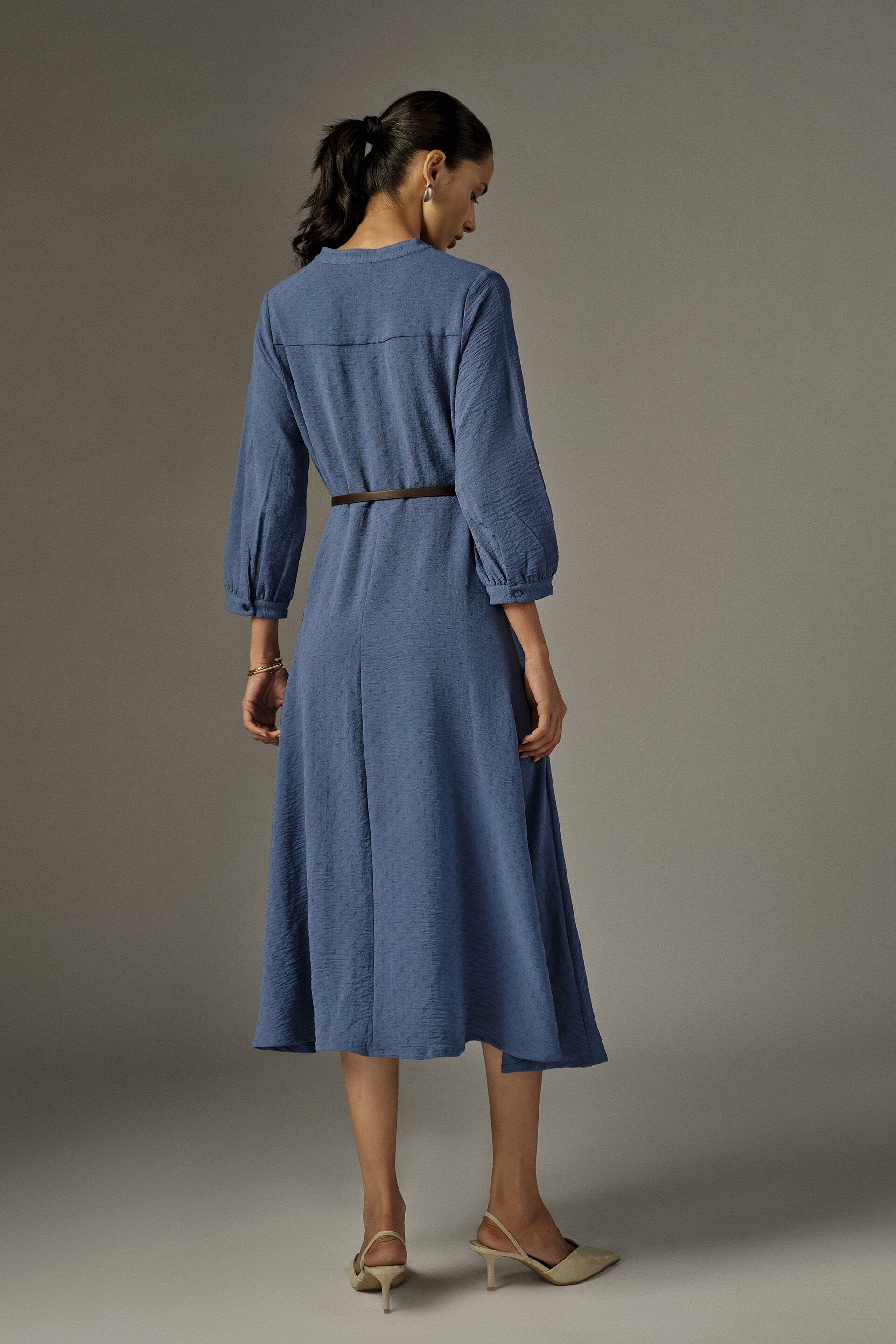Fit & Flare Midi Dress in Blue, Blue, image 5